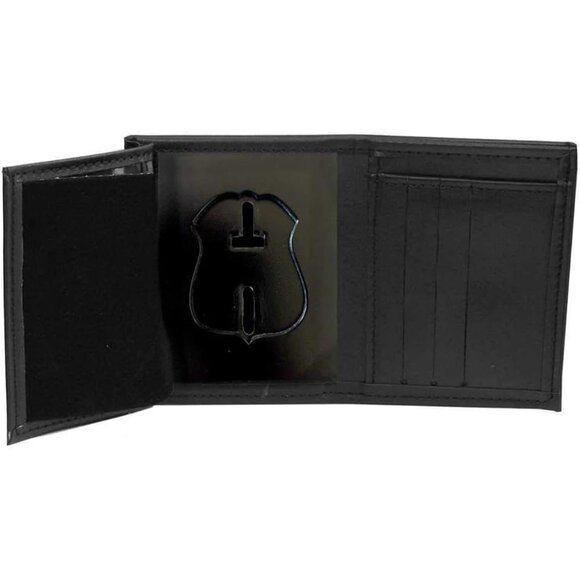 Detroit Police Badge Wallet Cutout Leather Slim Black 2.6 Inch